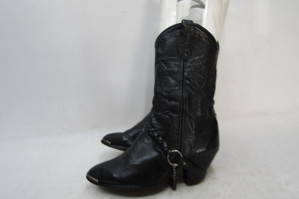 Dingo Womens 6.5 M Black Leather Harness Cowboy Western Boots